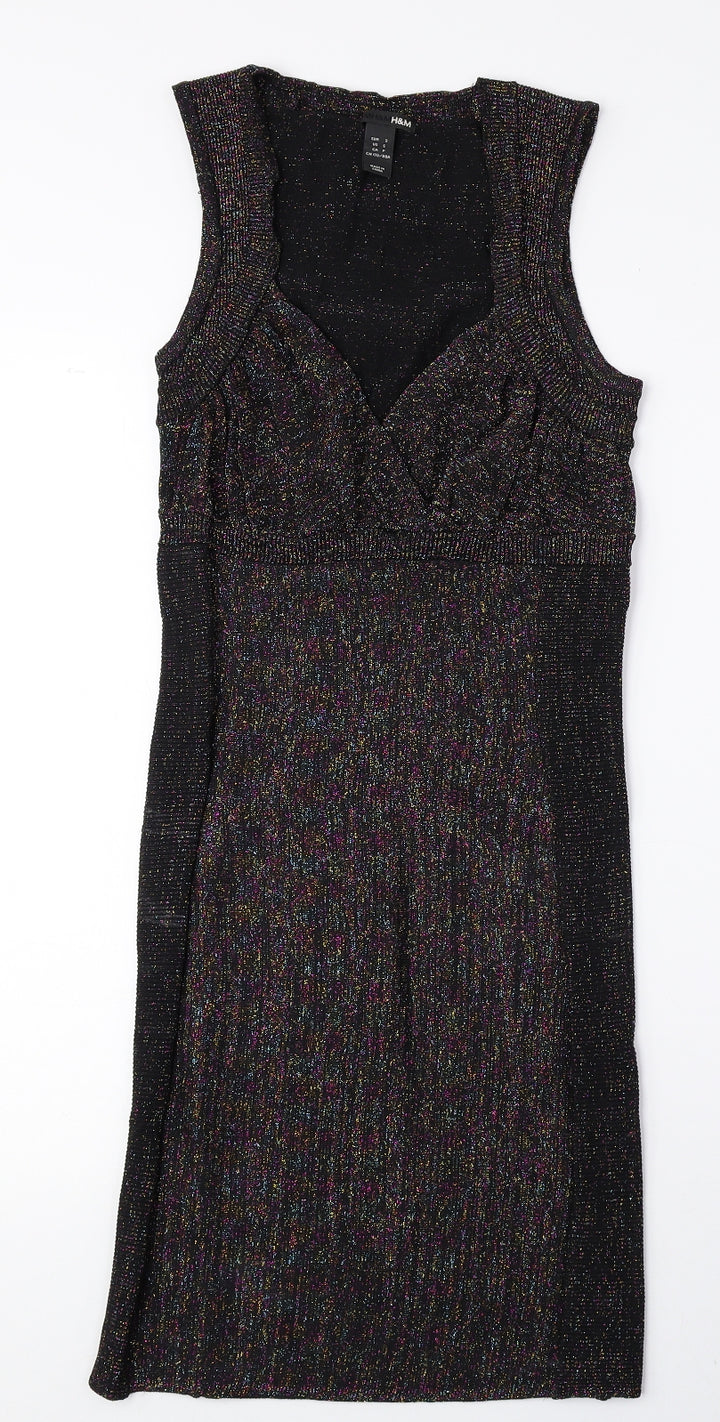 H&M Womens Multicoloured Viscose A-Line Size S Sweetheart Pullover