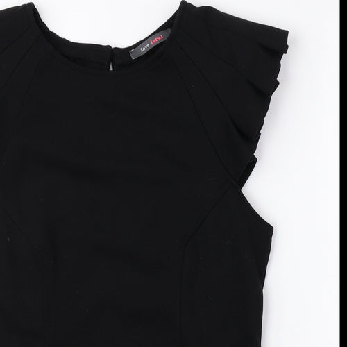 Love Label Womens Black Polyester Basic Blouse Size 12 Round Neck