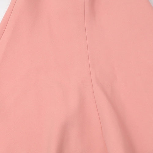 Zara Womens Pink Polyester Flare Skirt Zip