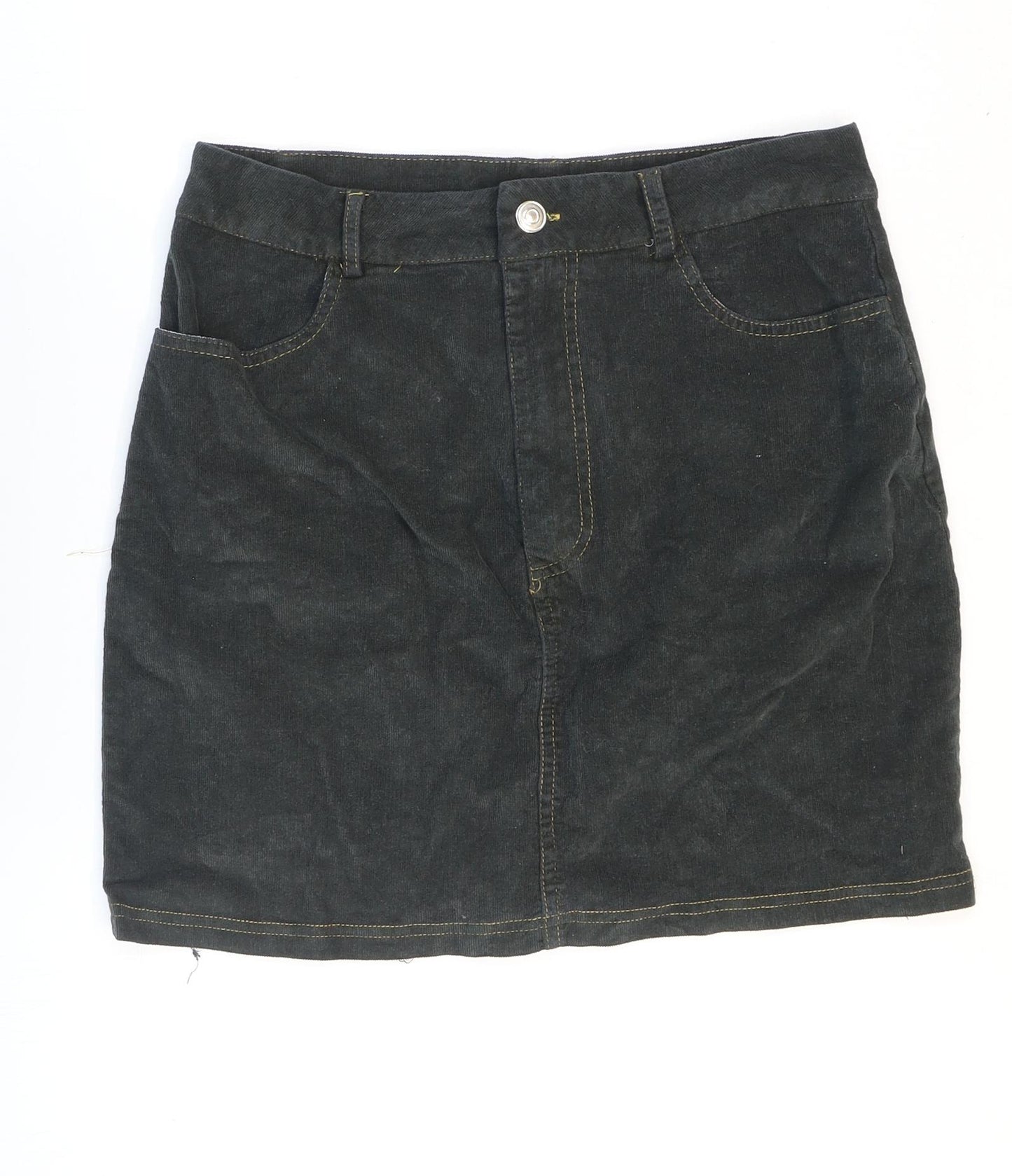 Missguided Womens Grey Cotton Mini Skirt Size 10 Zip