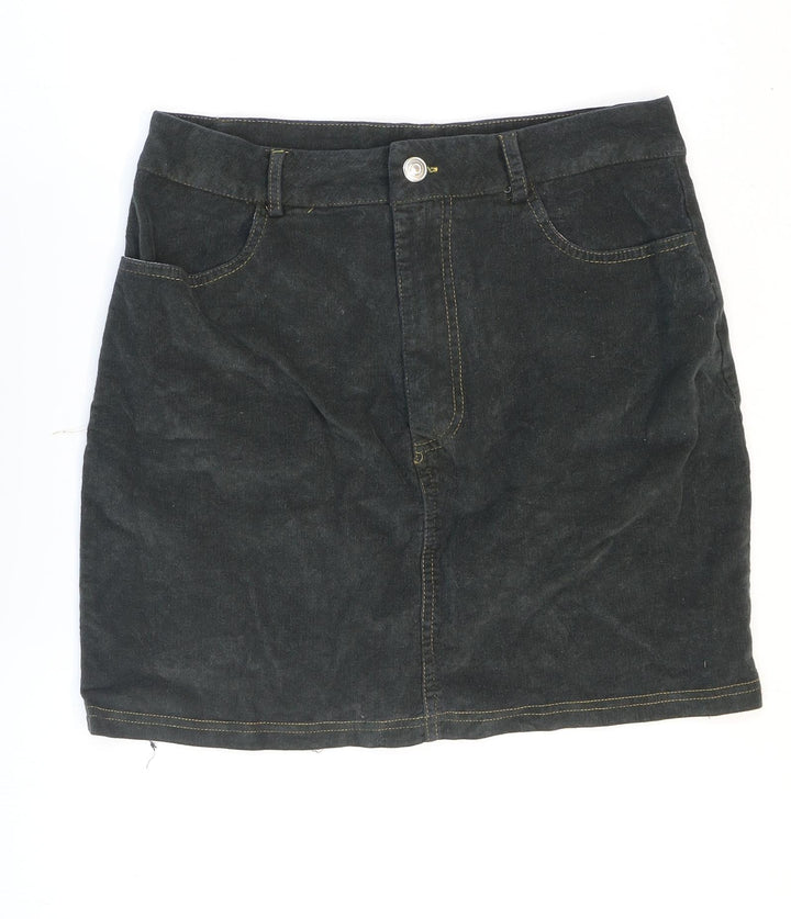 Missguided Womens Grey Cotton Mini Skirt Size 10 Zip