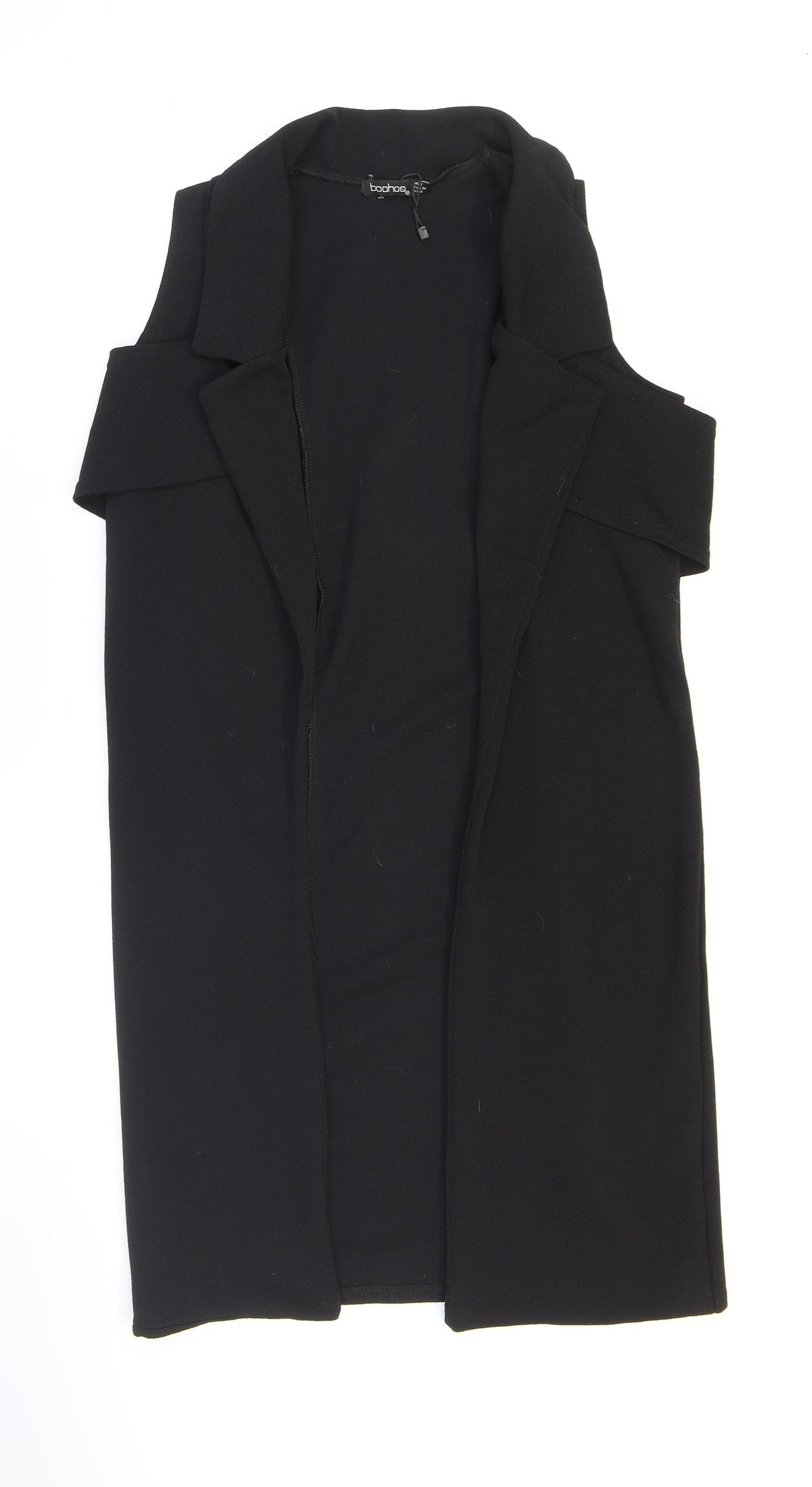 Boohoo Womens Black Polyester Kimono Blouse Size 8 V-Neck - Collared