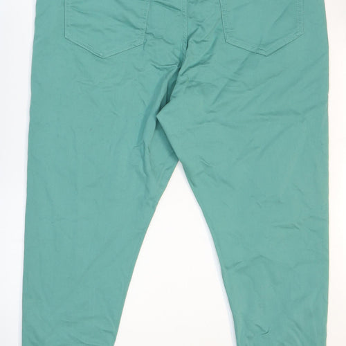 Marks and Spencer Womens Green Cotton Skinny Jeans Size 20 L26 in Slim Zip - Short leg.