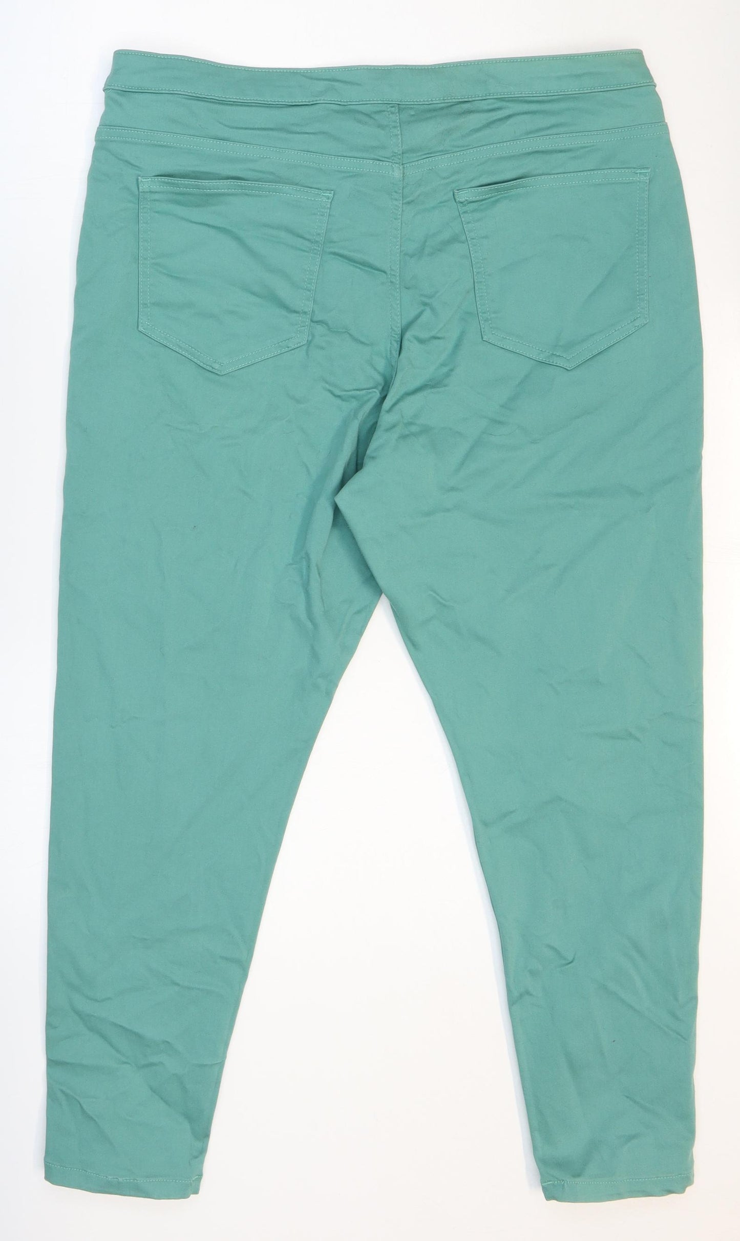 Marks and Spencer Womens Green Cotton Skinny Jeans Size 20 L26 in Slim Zip - Short leg.