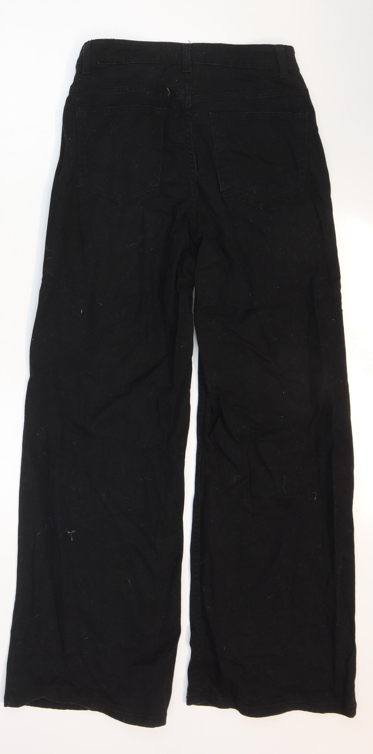 H&M Womens Black Cotton Wide-Leg Jeans Size 12 L29 in Regular Zip