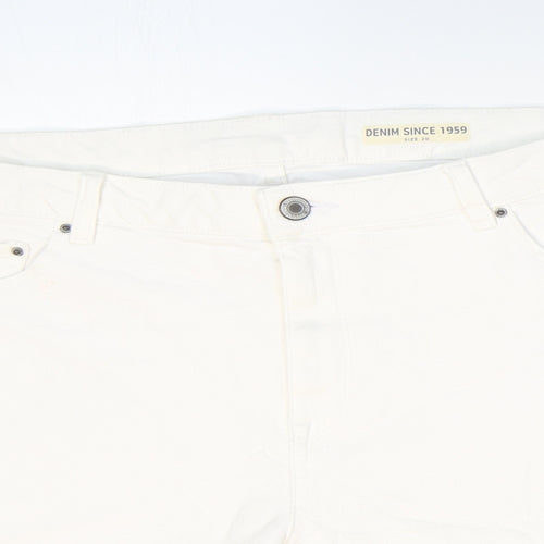 Marks and Spencer Womens White Cotton Boyfriend Shorts Size 20 Regular Zip