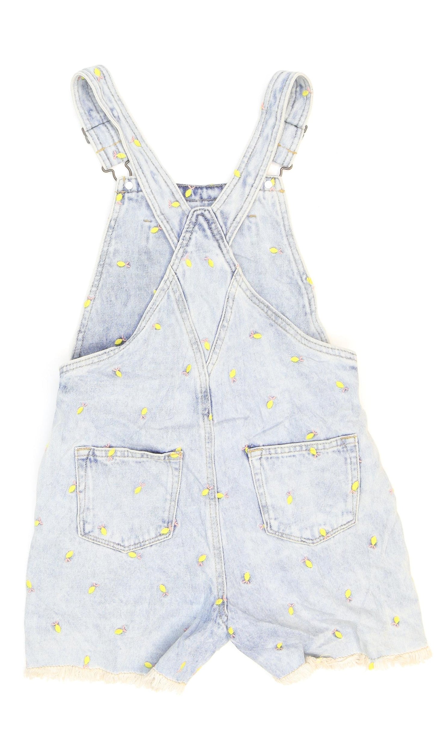 Marks and Spencer Girls Blue Spotted 100% Cotton Dungaree One-Piece Size 9-10 Years Buckle