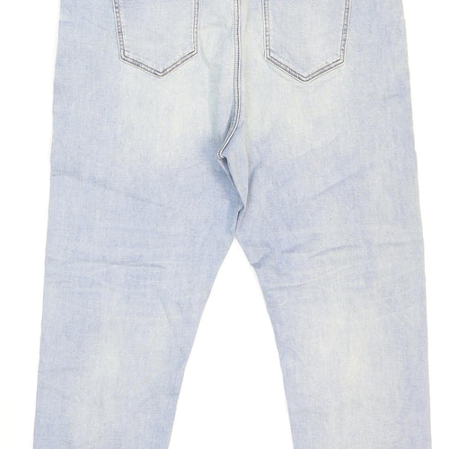 Marks and Spencer Womens Blue Cotton Straight Jeans Size 18 L24 in Regular Zip - Short leg.