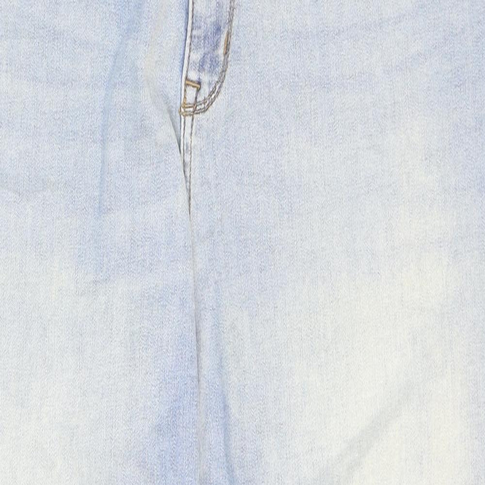 Marks and Spencer Womens Blue Cotton Straight Jeans Size 18 L24 in Regular Zip - Short leg.