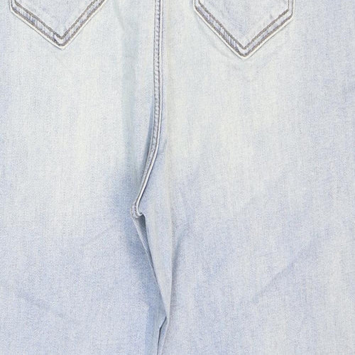 Marks and Spencer Womens Blue Cotton Straight Jeans Size 18 L24 in Regular Zip - Short leg.