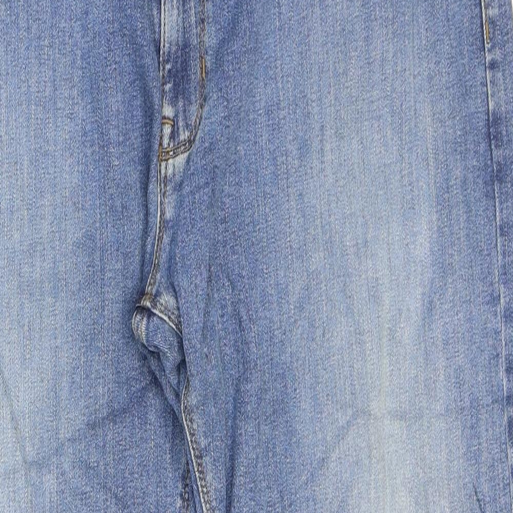 Marks and Spencer Mens Blue Cotton Straight Jeans Size 40 in L29 in Regular Zip