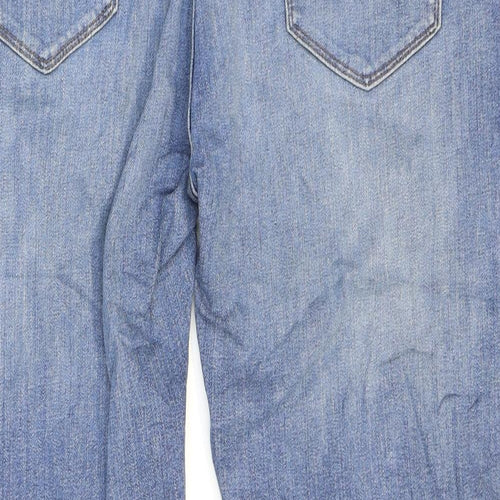 Marks and Spencer Mens Blue Cotton Straight Jeans Size 40 in L29 in Regular Zip