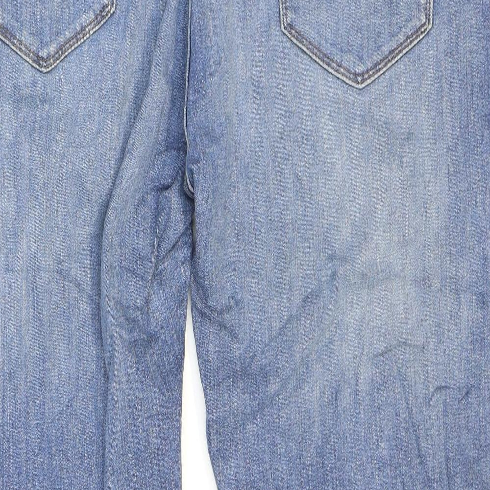 Marks and Spencer Mens Blue Cotton Straight Jeans Size 40 in L29 in Regular Zip