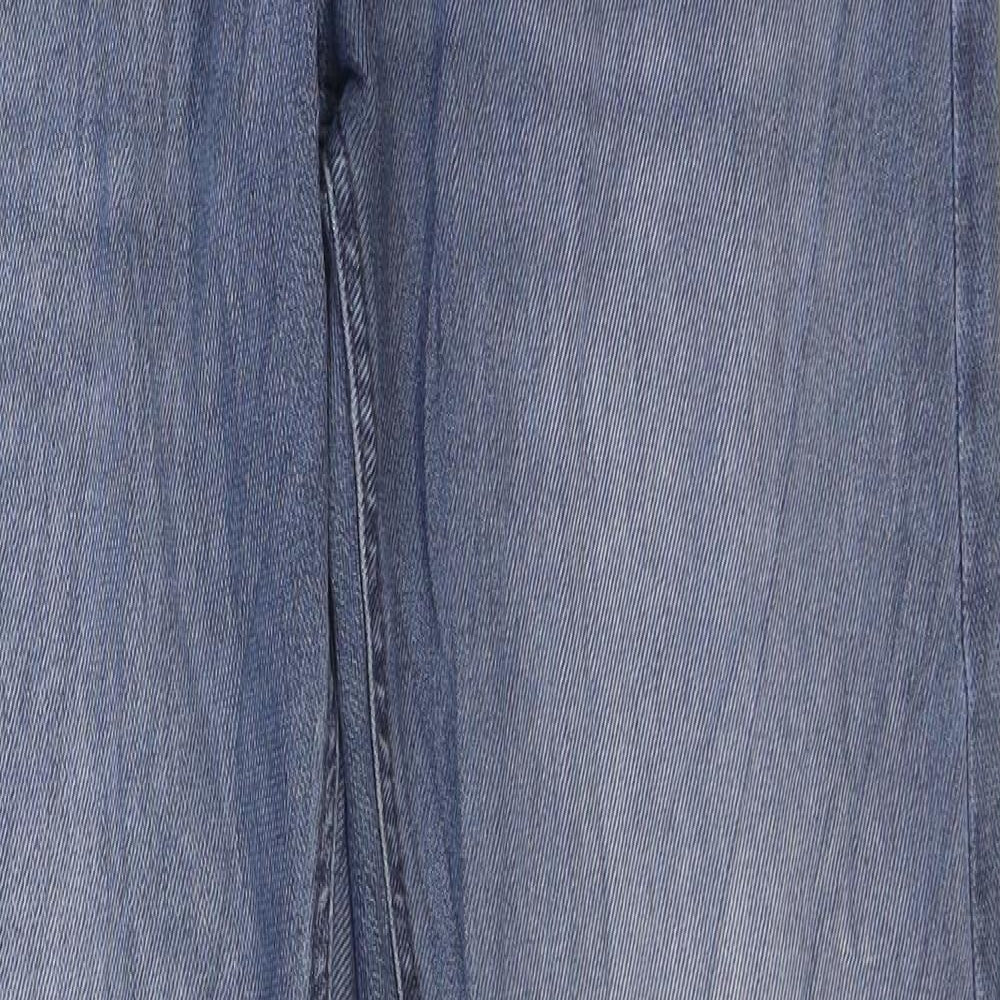 Marks and Spencer Mens Blue Cotton Tapered Jeans Size 34 in L33 in Regular Zip