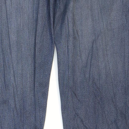 Marks and Spencer Mens Blue Cotton Tapered Jeans Size 34 in L33 in Regular Zip