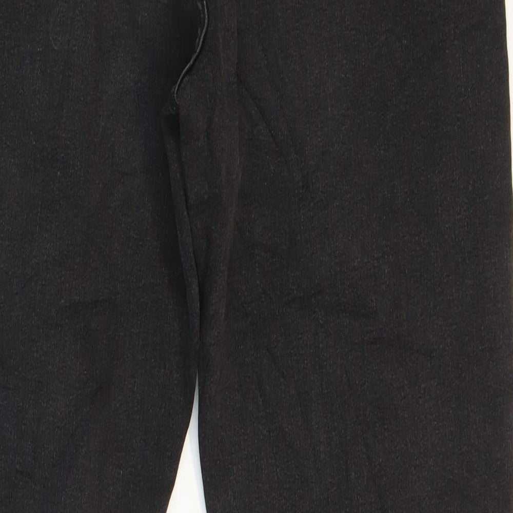Marks and Spencer Womens Black Cotton Tapered Jeans Size 12 L28 in Regular Zip - Faded Look