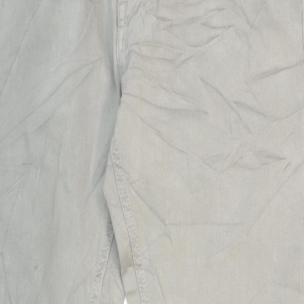 Marks and Spencer Mens Grey Cotton Straight Jeans Size 34 L31 in Regular Zip