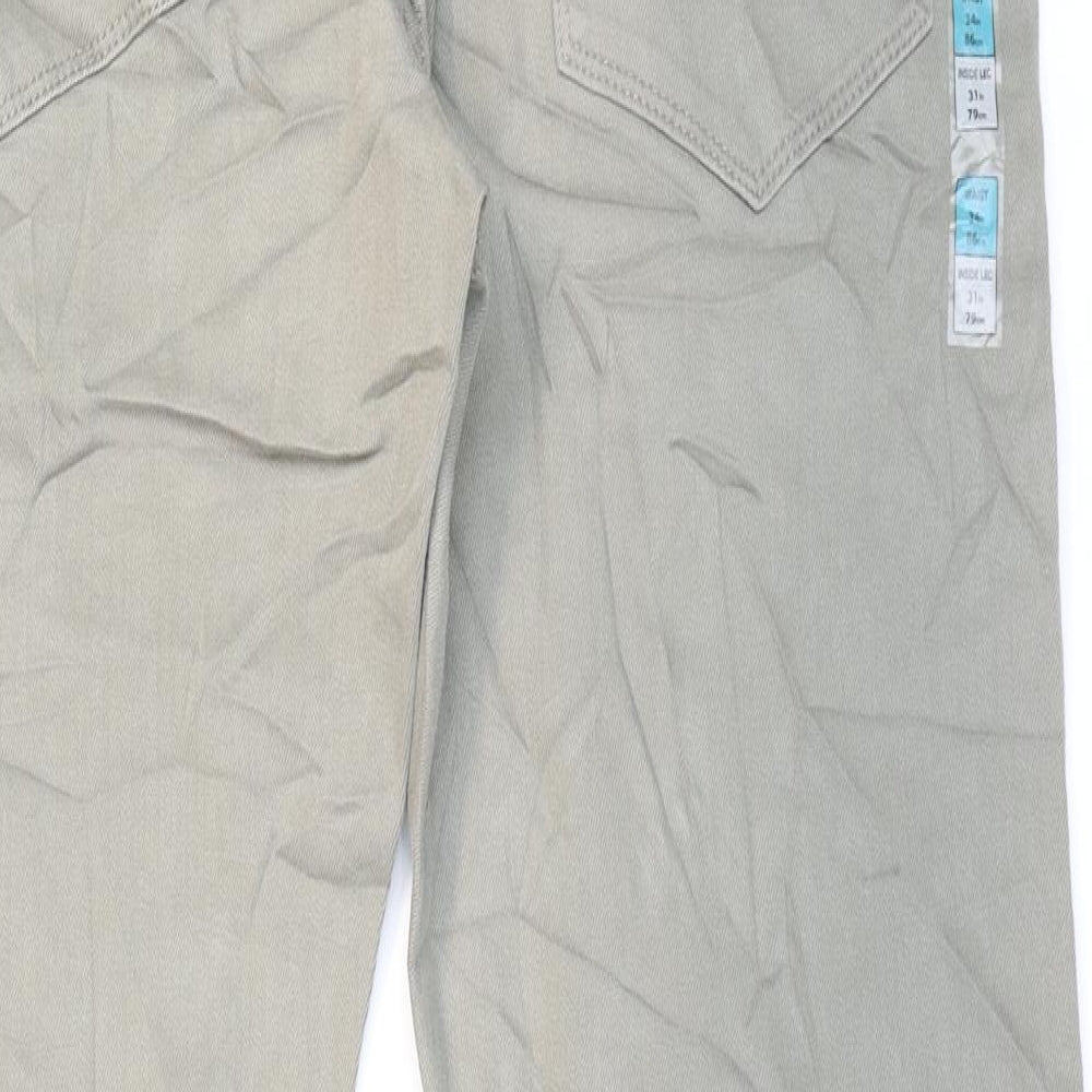 Marks and Spencer Mens Grey Cotton Straight Jeans Size 34 L31 in Regular Zip