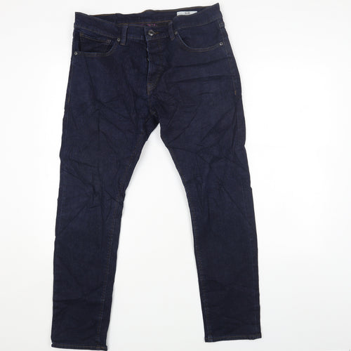 Marks and Spencer Womens Blue Cotton Skinny Jeans Size 34 L28 in Regular Button