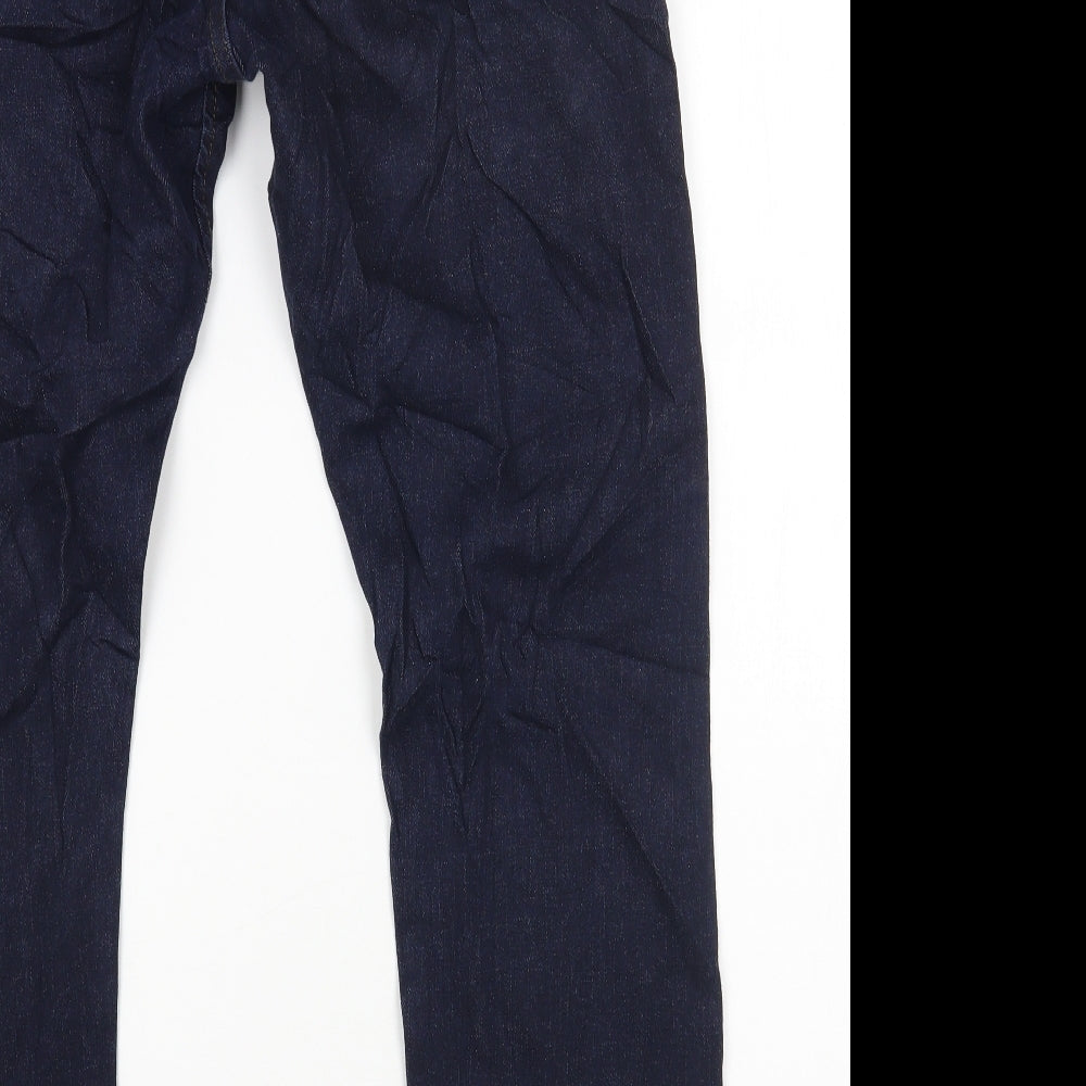 Marks and Spencer Womens Blue Cotton Skinny Jeans Size 34 L28 in Regular Button