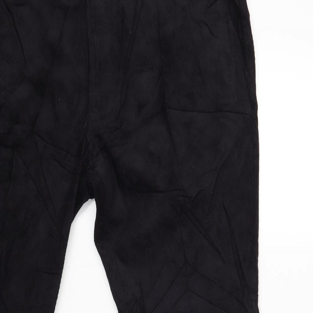 Marks and Spencer Mens Black Cotton Trousers Size 38 L28 in Slim Zip