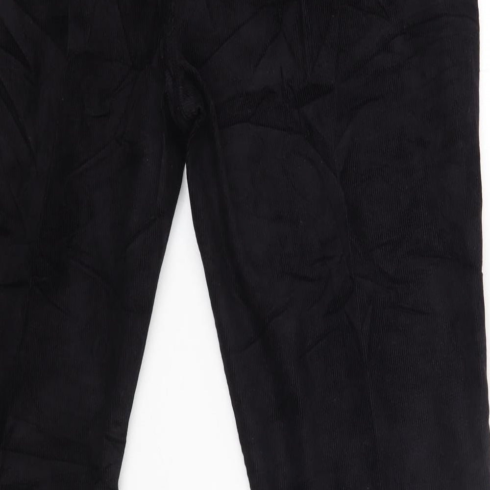 Marks and Spencer Mens Black Cotton Trousers Size 38 L28 in Slim Zip