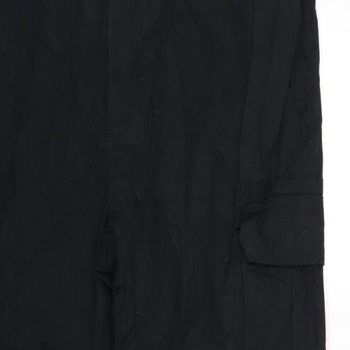 Marks and Spencer Mens Black Cotton Cargo Trousers Size 44 L30 in Regular Zip
