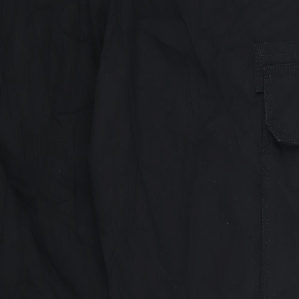 Marks and Spencer Mens Black Cotton Cargo Trousers Size 44 L30 in Regular Zip