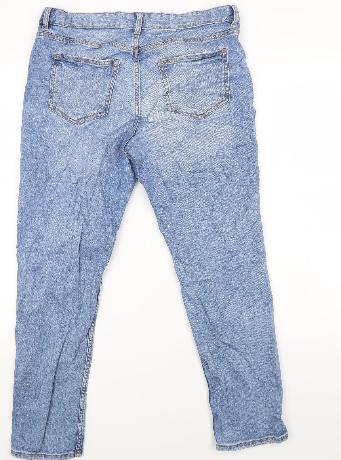 Marks and Spencer Womens Blue Cotton Skinny Jeans Size 12 L24 in Regular Zip
