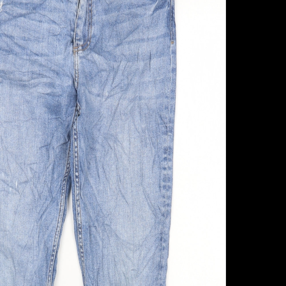 Marks and Spencer Womens Blue Cotton Skinny Jeans Size 12 L24 in Regular Zip
