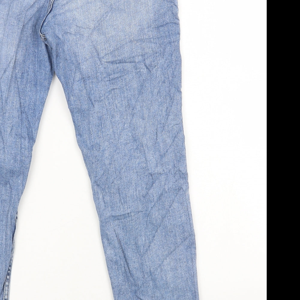 Marks and Spencer Womens Blue Cotton Skinny Jeans Size 12 L24 in Regular Zip