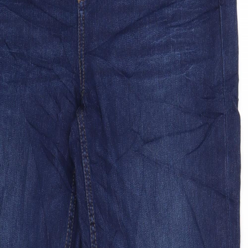Marks and Spencer Womens Blue Cotton Straight Jeans Size 14 L31 in Regular Zip