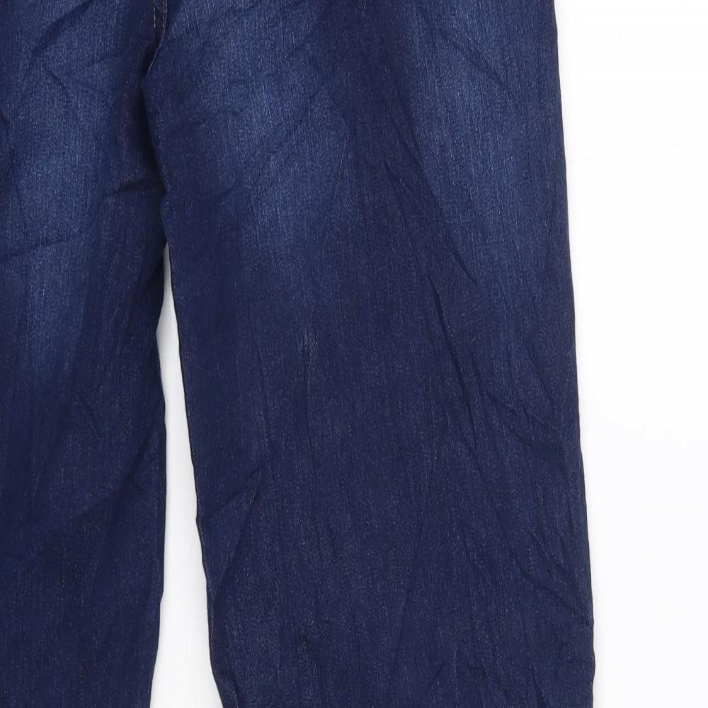 Marks and Spencer Womens Blue Cotton Straight Jeans Size 14 L31 in Regular Zip