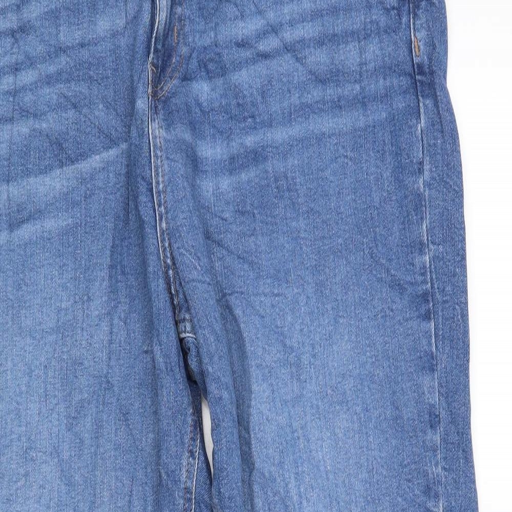 Marks and Spencer Womens Blue Cotton Mom Jeans Size 16 L26 in Regular Zip