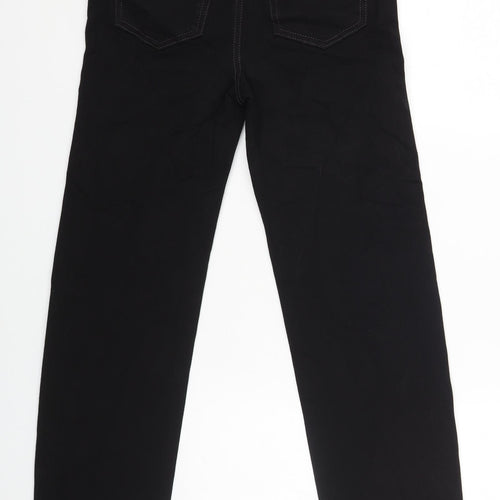 Marks and Spencer Womens Black Cotton Straight Jeans Size 8 L28 in Regular Zip