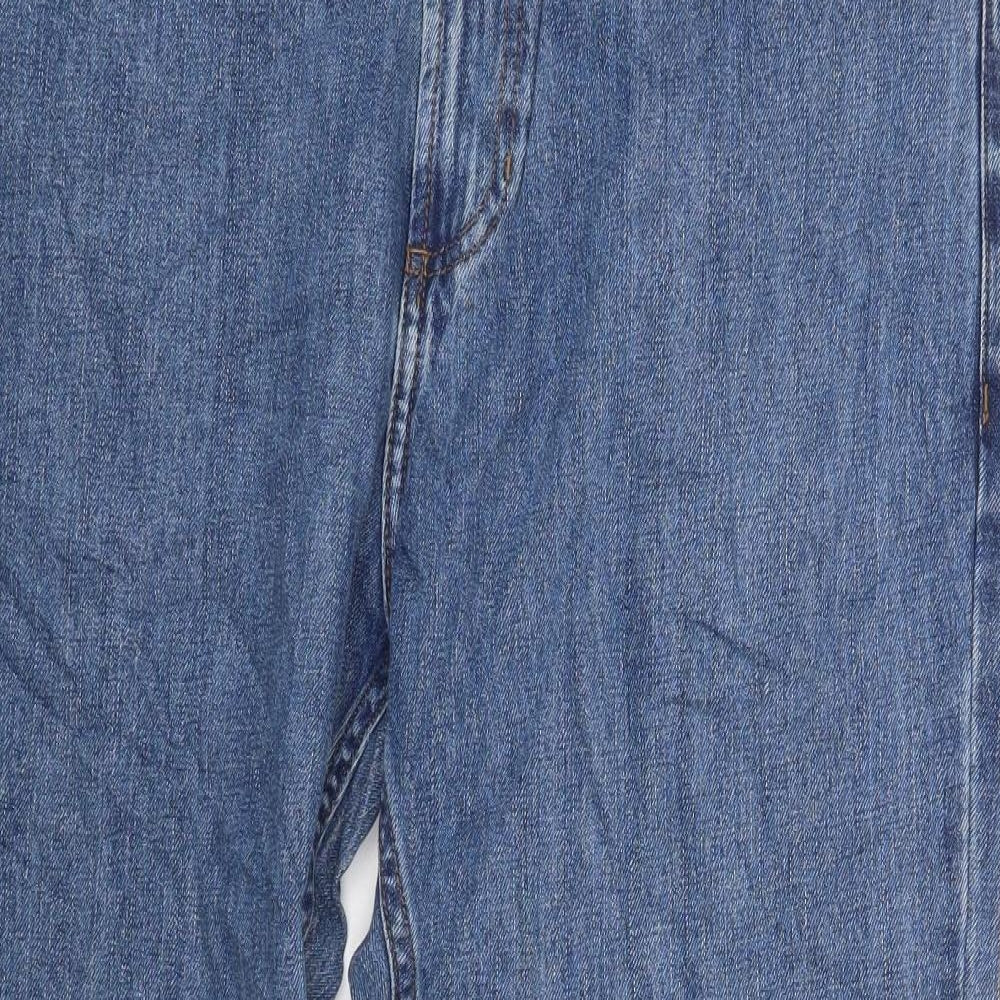 Marks and Spencer Womens Blue Cotton Straight Jeans Size 36 in L27 in Regular Zip