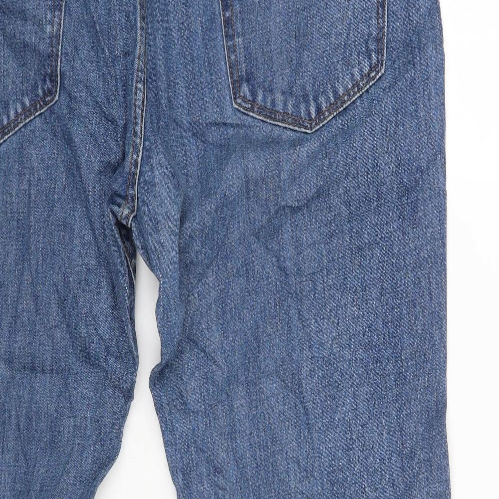 Marks and Spencer Womens Blue Cotton Straight Jeans Size 36 in L27 in Regular Zip