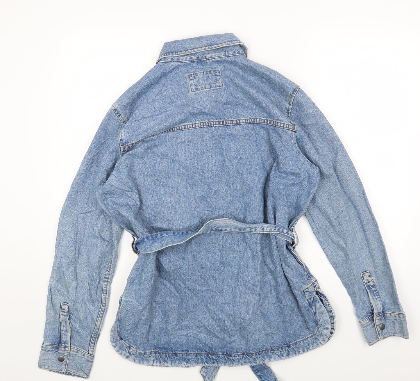 Marks and Spencer Womens Blue Cotton Basic Button-Up Size 12 Collared