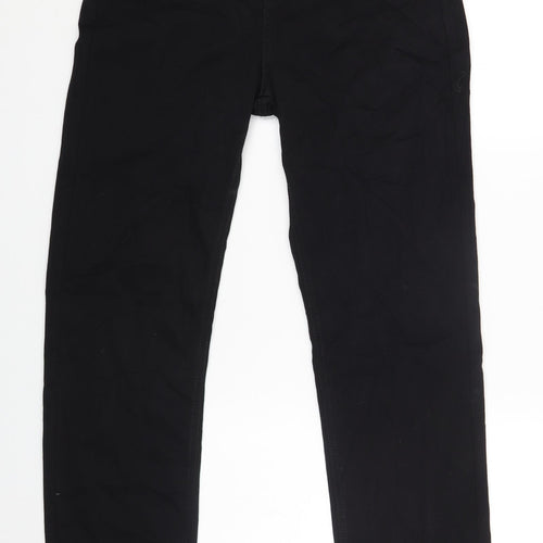 Marks and Spencer Womens Black Cotton Straight Jeans Size 14 L29 in Regular Zip