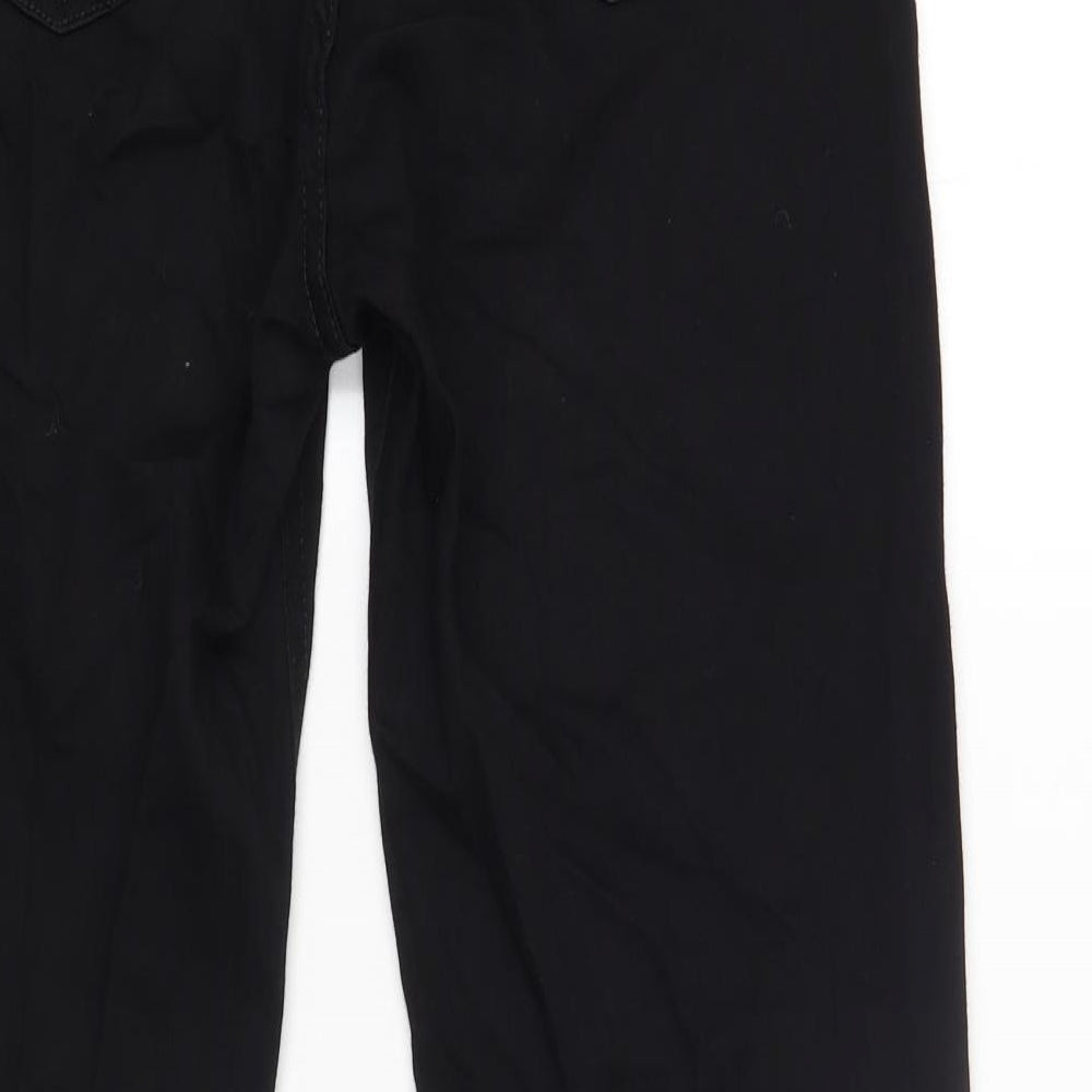 Marks and Spencer Womens Black Cotton Straight Jeans Size 14 L29 in Regular Zip