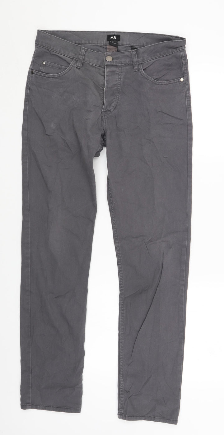 H&M Womens Grey Cotton Skinny Jeans Size 8 L30 in Regular Button