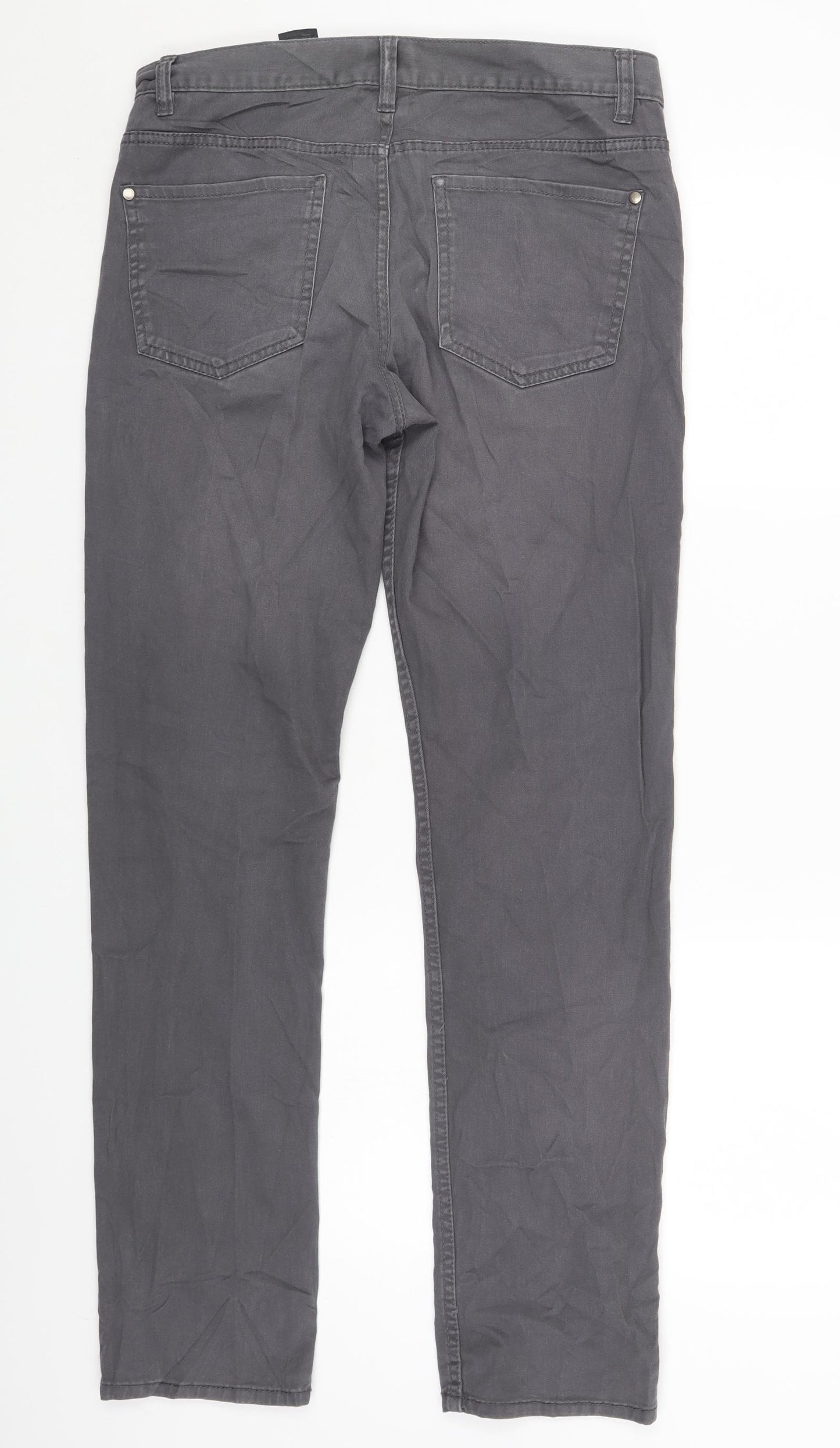 H&M Womens Grey Cotton Skinny Jeans Size 8 L30 in Regular Button