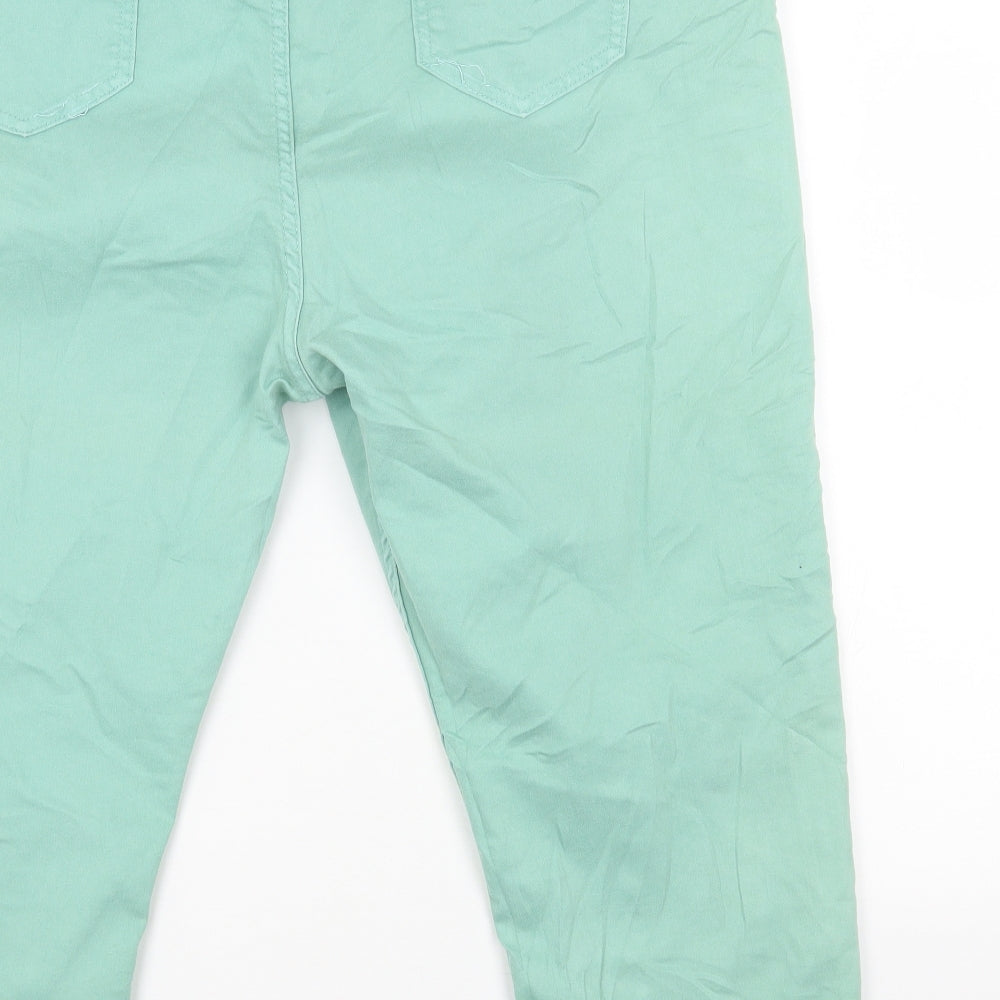 Per Una Womens Green Cotton Straight Jeans Size 22 L22 in Slim Zip