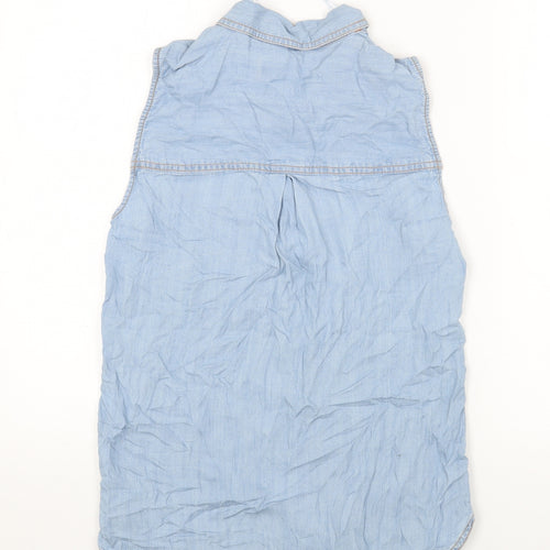 Marks and Spencer Womens Blue Lyocell Basic Button-Up Size 6 Collared