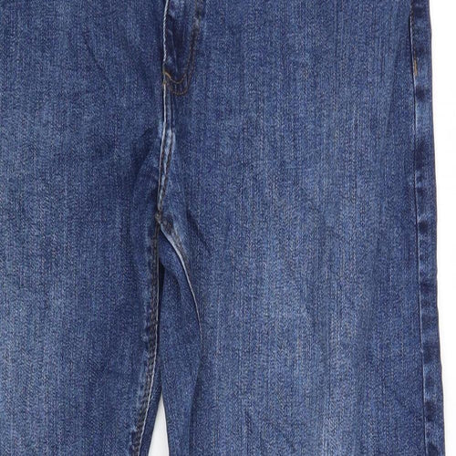 Marks and Spencer Mens Blue Cotton Straight Jeans Size 34 in L26 in Regular Zip