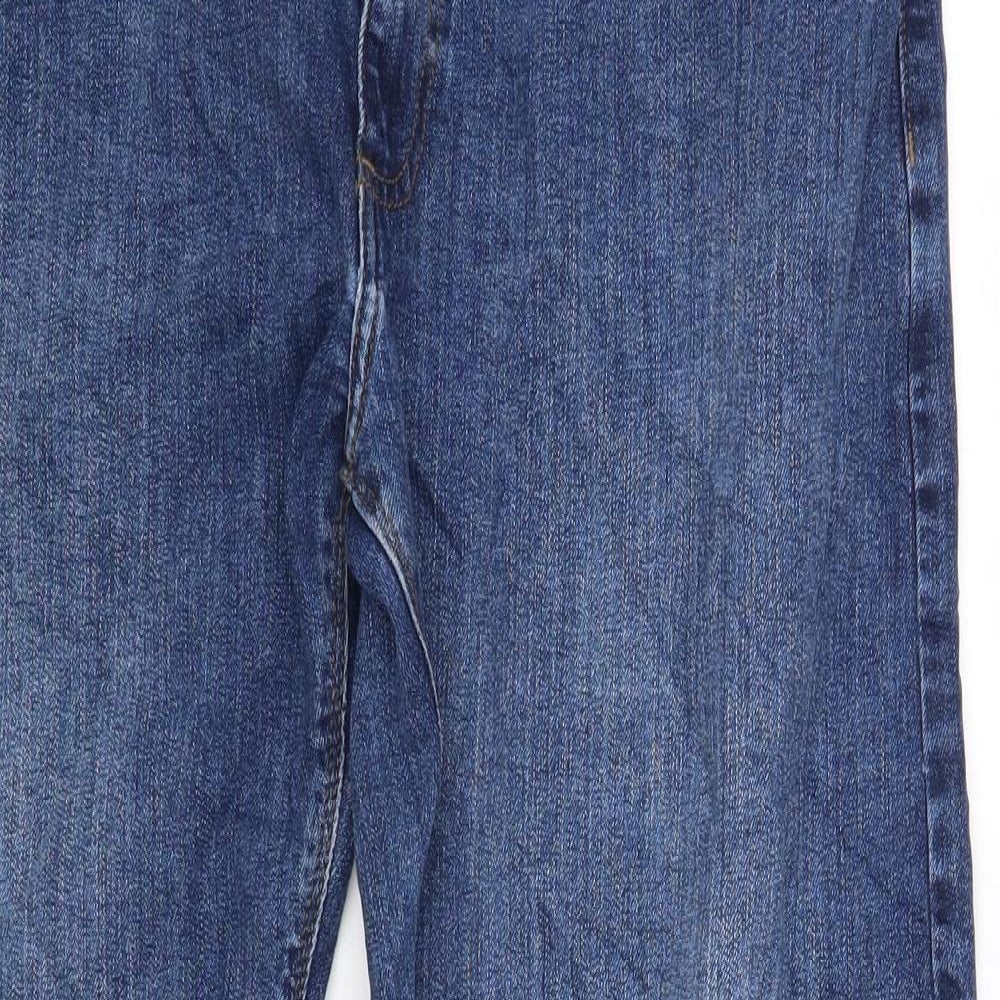 Marks and Spencer Mens Blue Cotton Straight Jeans Size 34 in L26 in Regular Zip
