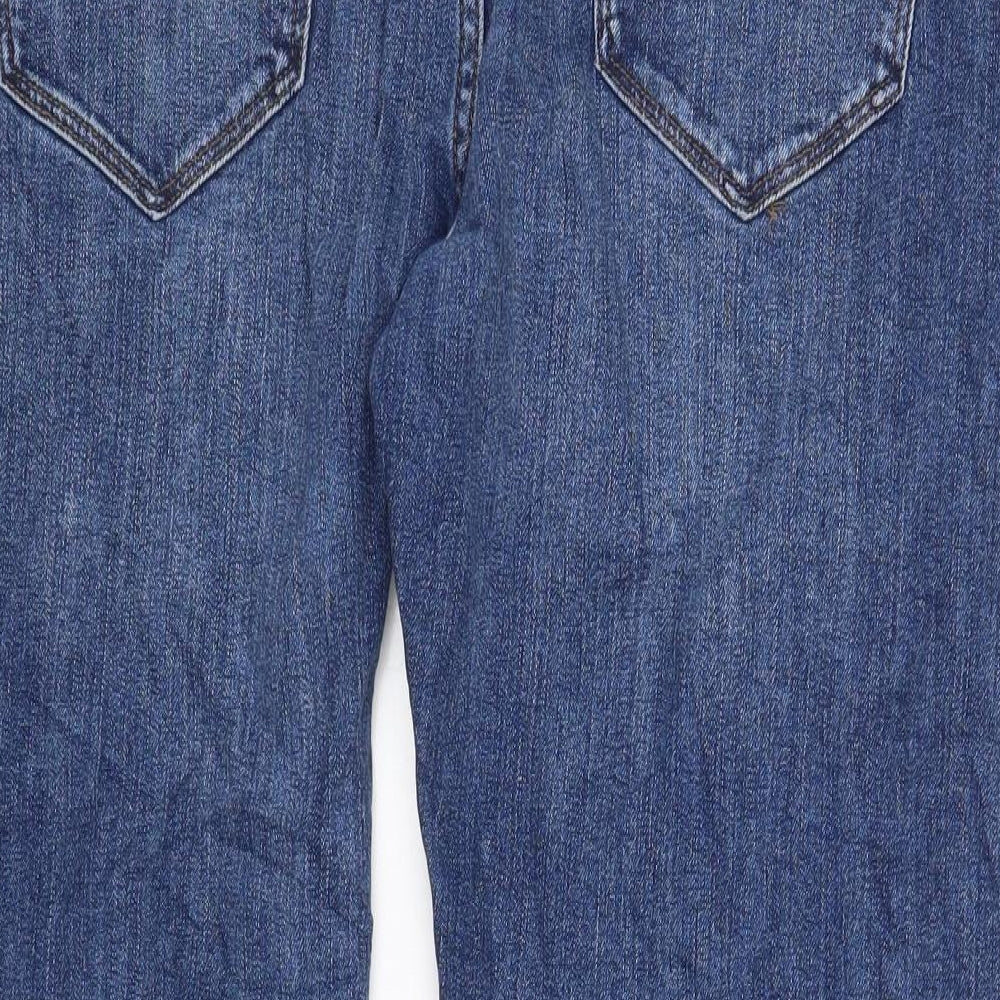 Marks and Spencer Mens Blue Cotton Straight Jeans Size 34 in L26 in Regular Zip