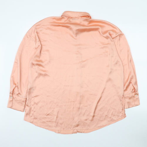 Gallery Womens Orange Polyester Basic Button-Up Size 14 Collared