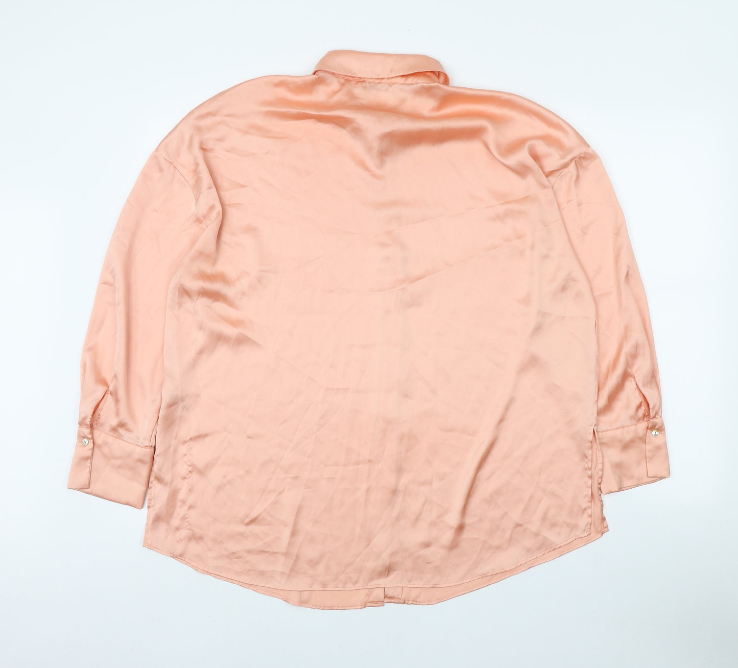 Gallery Womens Orange Polyester Basic Button-Up Size 14 Collared