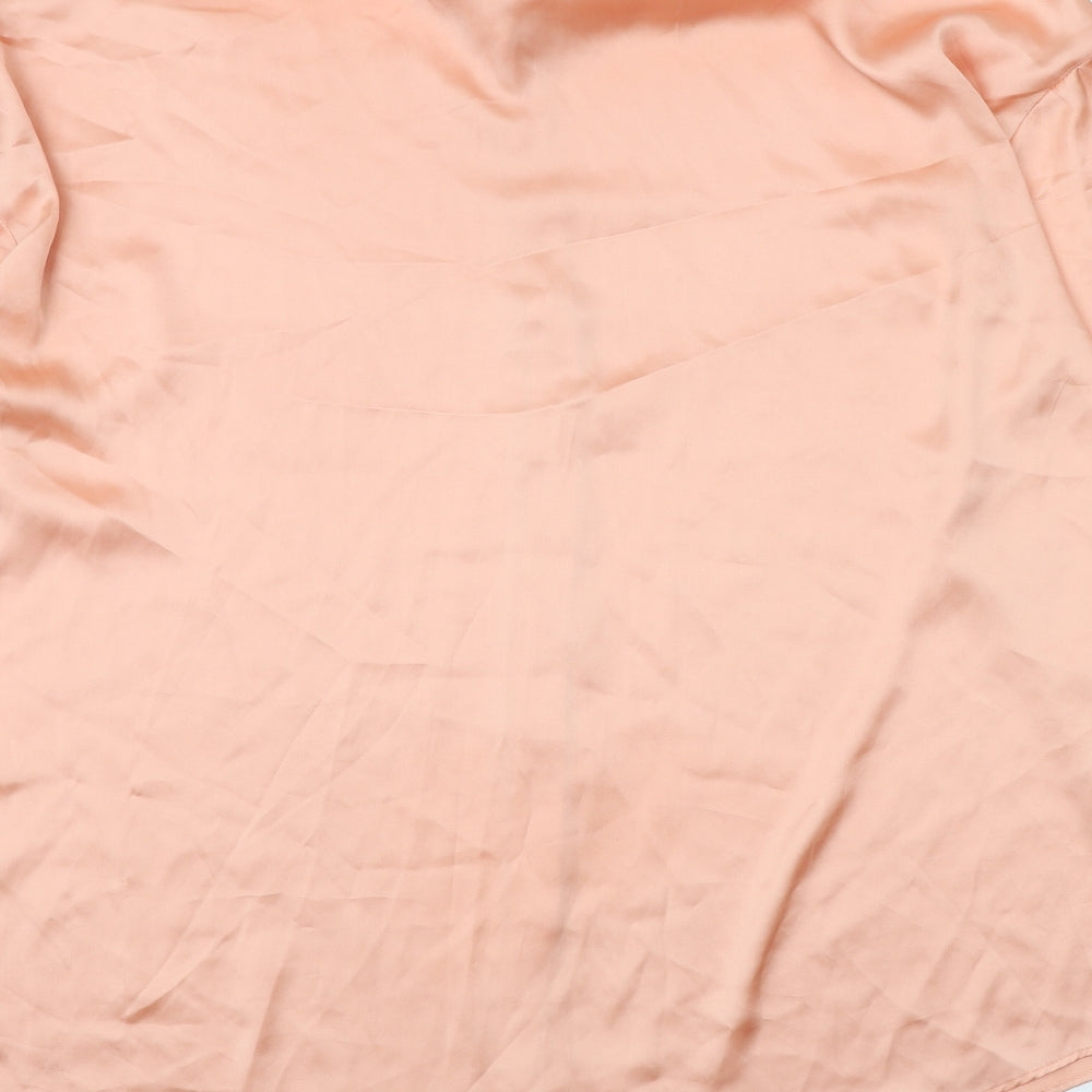 Gallery Womens Orange Polyester Basic Button-Up Size 14 Collared
